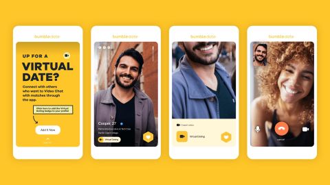 Fotografía cedida por la aplicación de citas Bumble donde se muestran varias personas alegres en busca de pareja.