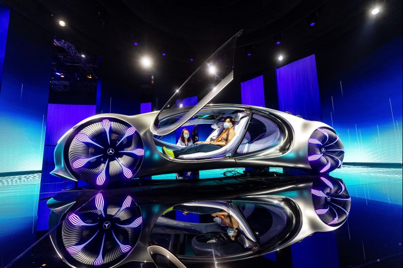 Automóvil conceptual Mercedes Avatar en exhibición en el stand Mercedes durante un segundo día de prensa del Auto Shanghai 2021 Motor Show en Shanghai, China, el 20 de abril de 2021.
