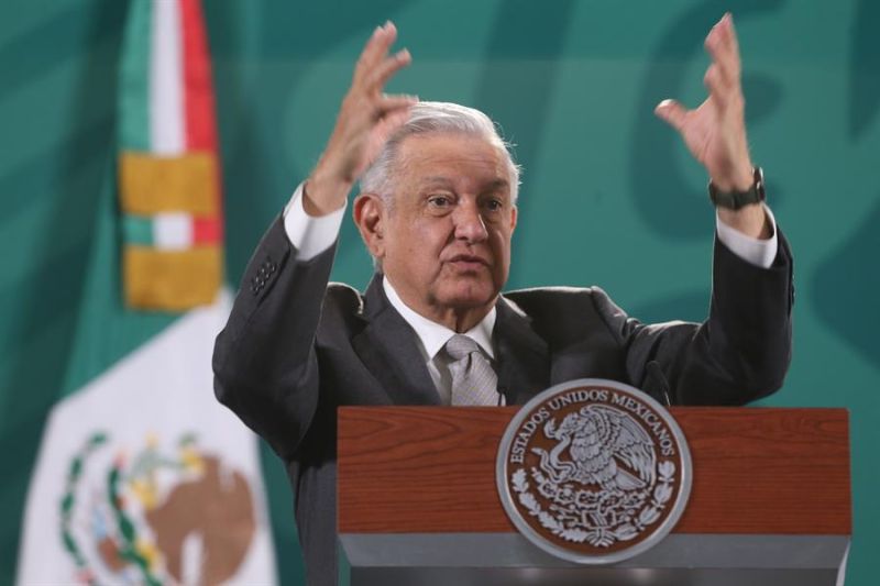 El presidente de México, Andrés Manuel López Obrador, durante su rueda de prensa este jueves en Palacio Nacional, en Ciudad de México.