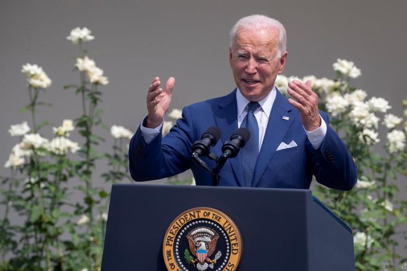 El presidente de Estados Unidos, Joe Biden, fue registrado este lunes, durante una intervención pública en la Casa Blanca, en Washington DC (EE.UU.).