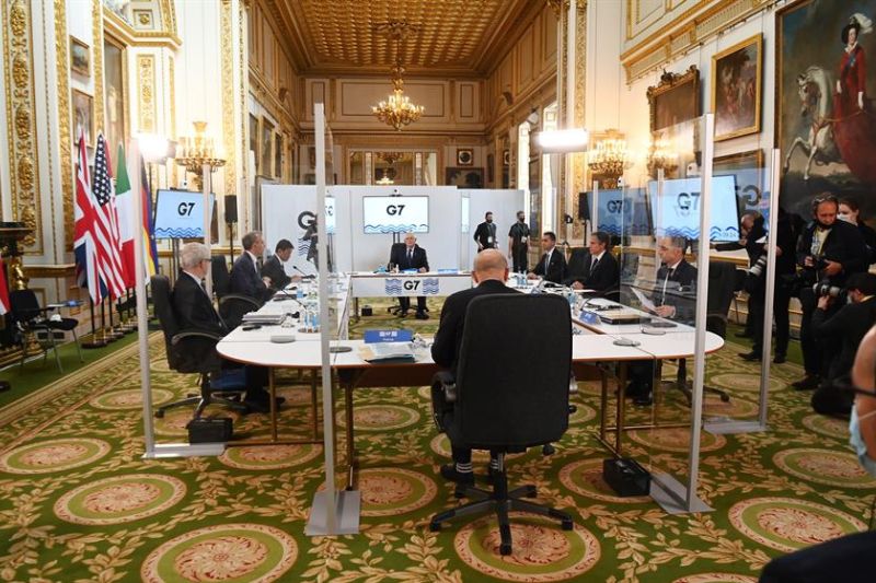 Imagen de la primera sesión de la reunión de ministros del G7 en Londres. 