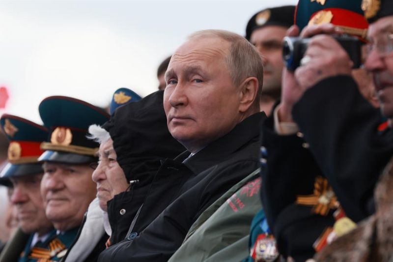 El presidente ruso, Vladimir Putin, hoy durante el 77 aniversario del Día de la Victoria.