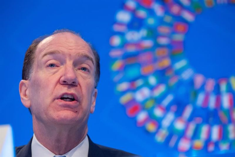 David Malpass, presidente del Grupo del Banco Mundial, participa en una conferencia de prensa durante las reuniones anuales del Banco Mundial del FMI en la sede del FMI en Washington, DC, EE. UU., 17 de octubre de 2019.