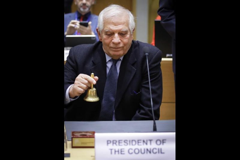 El alto representante de la Unión Europea para Asuntos Exteriores, Josep Borrell, durante el Consejo de ministros comunitarios de Exteriores en Bruselas, el 20 de febrero de 2023. EFE/EPA/OLIVIER HOSLET 01 200223