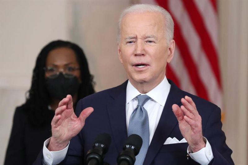 El presidente de Estados Unidos, Joe Biden, fue registrado este viernes, durante una declaración pública, en la Casa Blanca, en Washington DC (EE.UU.). 