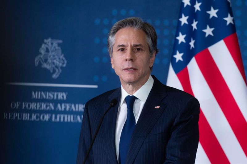 El secretario de Estado de EEUU, Anthony Blinken, este lunes en Lituania.