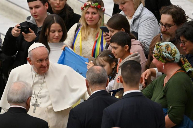 El papa Francisco durante la audiencia general de este miércoles. EFE/EPA/ETTORE FERRARI 01 220223