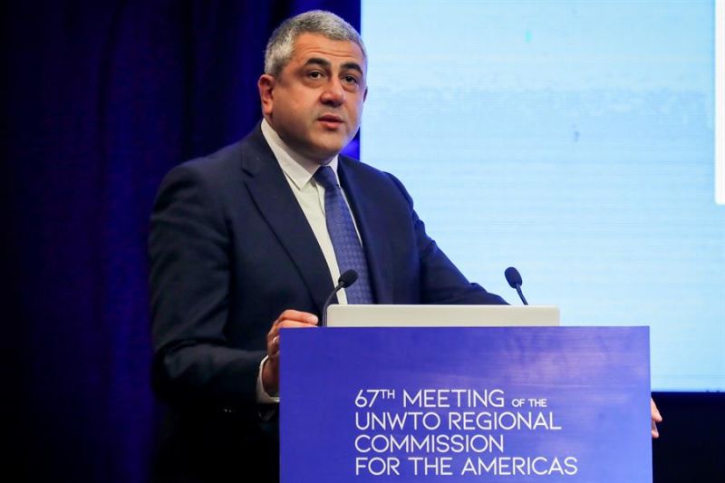 El secretario general de la Organización Mundial de Turismo, Zurab Pololikashvili, participa en la apertura de la 67ª reunión de la Comisión Regional de la Organización Mundial del Turismo (OMT) para las Américas hoy, en Punta del Este (Uruguay). EFE