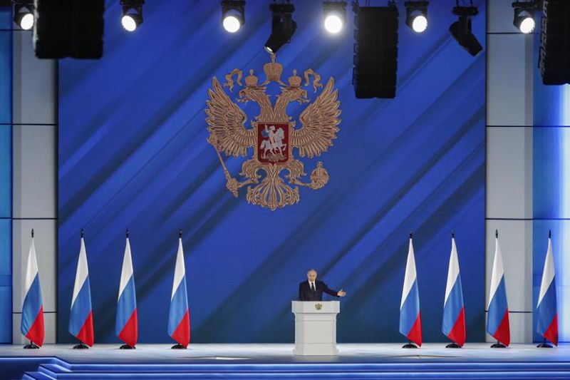 El presidente ruso, Vladimir Putin, pronuncia su discurso anual ante el Parlamento el 21 de abril de 2021 01 100223