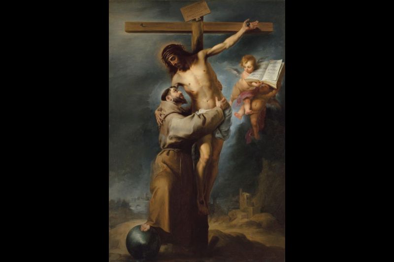 Reproducción fotográfica cedida por la casa de subastas Christie's donde se muestra el célebre cuadro "San Francisco abrazando a Cristo en la cruz" de Bartolomé Esteban Murillo, pintado por el propio artista. 