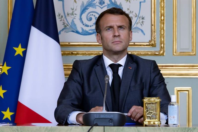 El presidente francés, Emmanuel Macron, participa en la Cumbre virtual sobre el Clima.