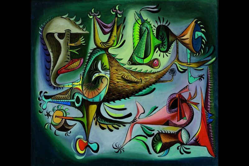 Vista de la obra" Los blasones mágicos del vuelo tropical (1947)", de Eugenio Granell, que forma parte de la exposición "Surrealism: Beyond Borders". EFE/ Colección Fundación Eugenio Granell, Santiago de Compostela (c). DACS, 2021/
