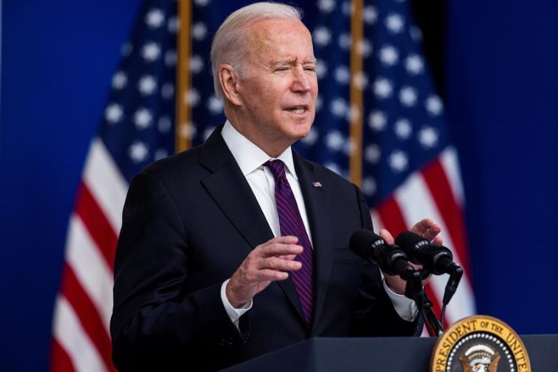 El presidente de EE. UU., Joe Biden, participa de forma remota en una Cumbre de Naciones Tribales desde el Edificio de Oficinas Ejecutivas de Eisenhower en Washington, DC, EE. UU., El 15 de noviembre de 2021.