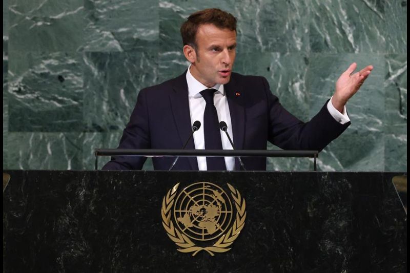 El presidente de Francia, Emmanuel Macron, habla ante la Asamblea General de la ONU, este 20 de septiembre de 2022, en Nueva York. 01 210922