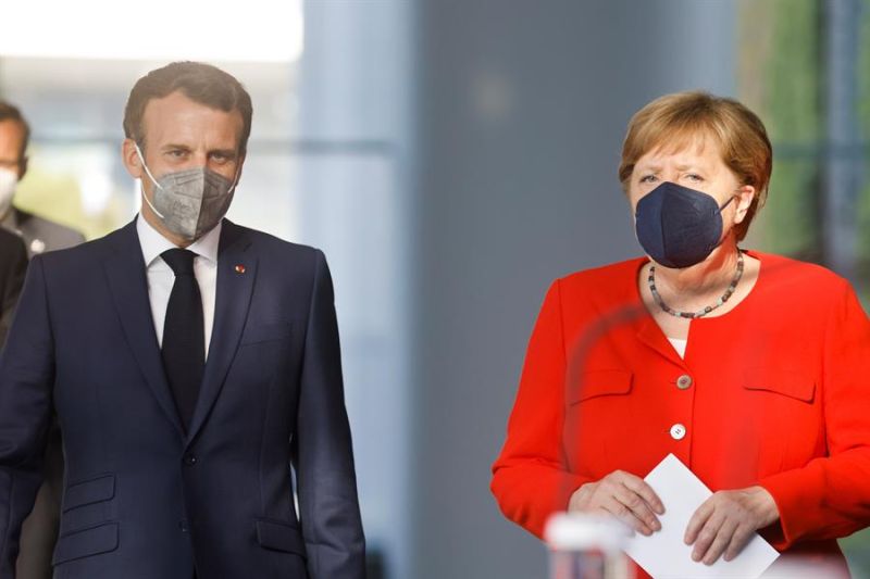 La canciller alemana, Angela Merkel, y el presidente francés, Emmanuel Macron.