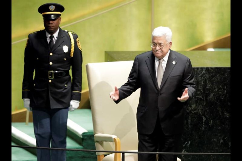 El presidente de la Autoridad Palestina, Mahmoud Abbas, llega a la asamblea general de la 74a sesión de la Asamblea General de las Naciones Unidas en Nueva York, Nueva York, EE. UU., 26 de septiembre de 2019.