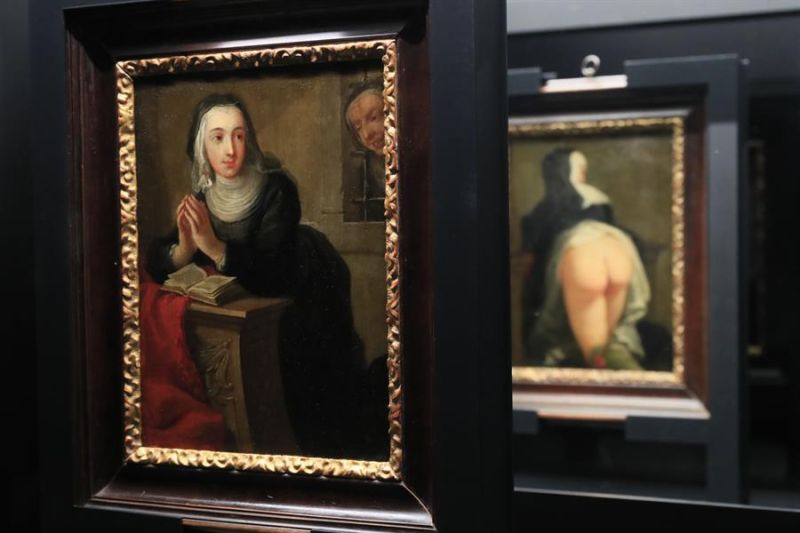 Vista de la obra "Monja arrodillada" (1731), de Martin Van Meytens, en la nueva exposición del Museo del Prado "Reversos", que se inaugura este lunes y revela los secretos escondidos en el reverso de las obras de la muestra. EFE/ Fernando Alvarado
