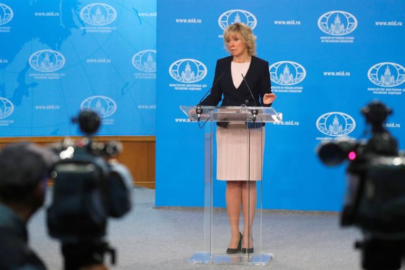 Imagen de archivo de la portavoz de la diplomacia rusa, María Zajarova, en una rueda de prensa en Moscú. 