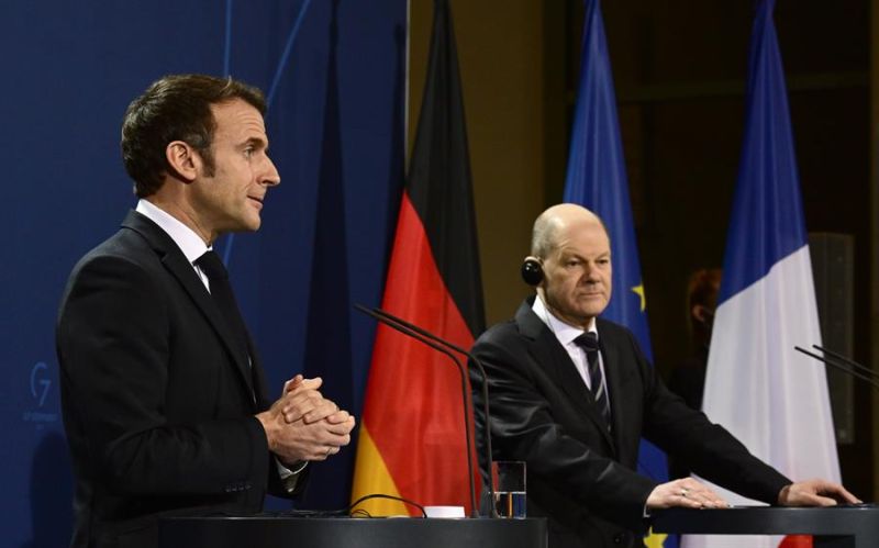 El presidente francés, Emmanuel Macron, y el canciller alemán, Olaf Scholz.