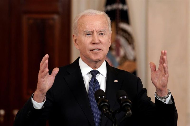 El presidente de Estados Unidos, Joe Biden, habla en conferencia de prensa en la Casa Blanca en Washington (EE.UU.), hoy 20 de mayo de 2021. 