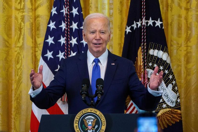 El presidente de Estados Unidos, Joe Biden, habla durante un evento en la Casa Blanca. EFE/EPA/WILL OLIVER 01 190324