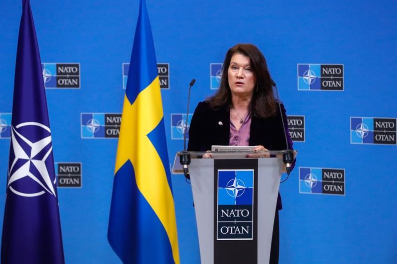 Imagen de archivo de la ministra sueca de Asuntos Exteriores durante una rueda de prensa en la sede de la OTAN en Bruselas.