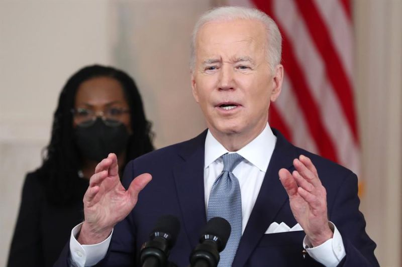 El presidente de Estados Unidos, Joe Biden, fue registrado este viernes, durante una declaración pública, en la Casa Blanca, en Washington DC (EE.UU.). 