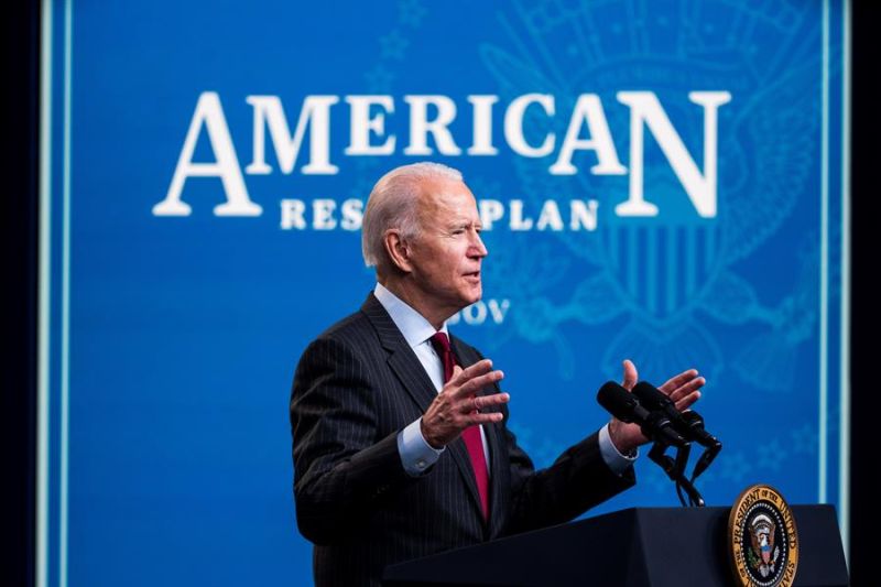 El presidente de Estados Unidos, Joe Biden, fue registrado este lunes a anunciar el Programa de Protección de las Nóminas (Paycheck Protection Program - PPP, en inglés), en Washington DC (EE.UU.).