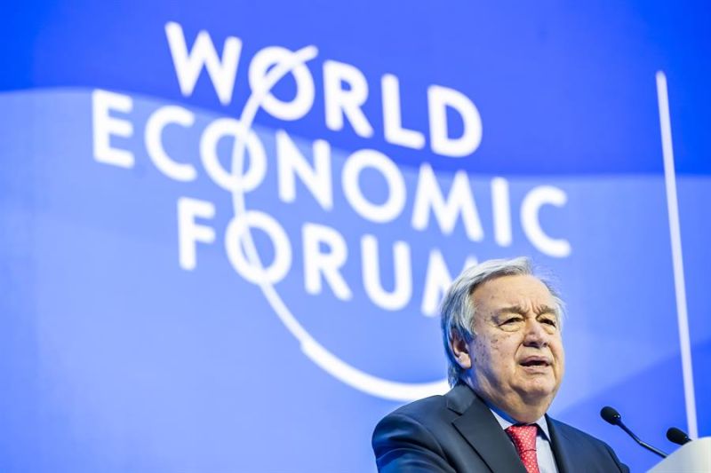 El secretario general de Naciones Unidas, António Guterres en Davos.01 180123