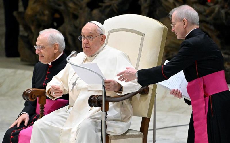 El papa Francisco durante la audiencia general celebrada este miércoles el aula Pablo VI del Vaticano. EFE/EPA/ETTORE FERRARI 01 030124