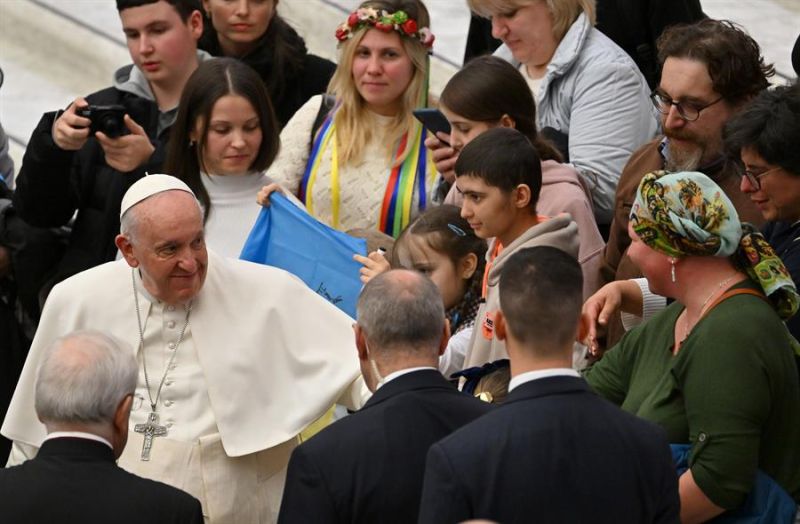 El papa Francisco durante la audiencia general de este miércoles. EFE/EPA/ETTORE FERRARI 01 220223