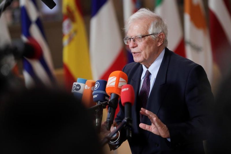 El alto representante para la Política Exterior de la Unión Europea, Josep Borrell, en declaraciones a los medios este lunes en Bruselas.