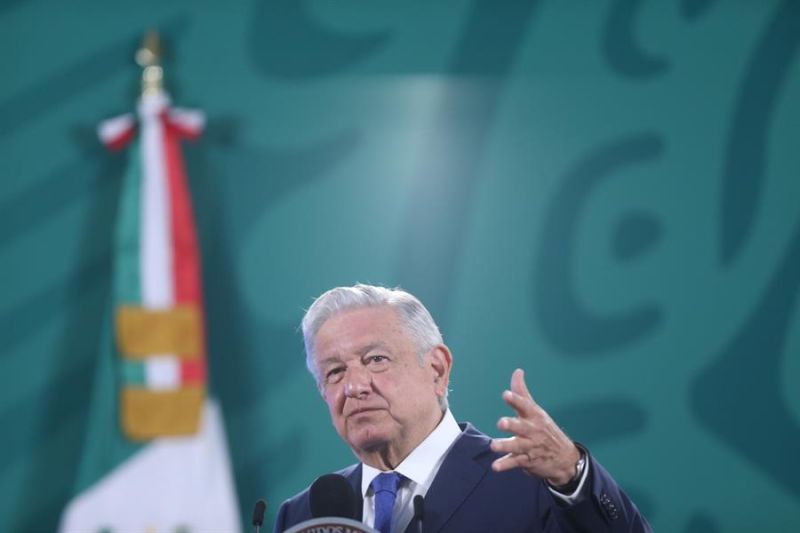 El presidente de México, Andrés Manuel López Obrador, habla durante su conferencia de prensa matutina en el Palacio Nacional, en Ciudad de México (México).