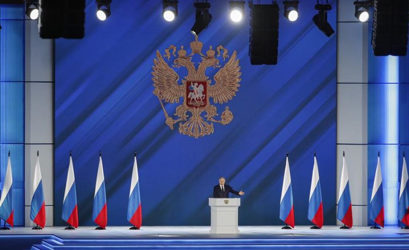 El presidente ruso, Vladimir Putin, pronuncia su discurso anual ante el Parlamento el 21 de abril de 2021 01 100223