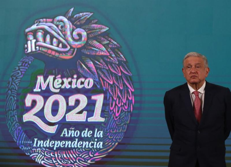 El presidente de México, Andrés Manuel López Obrador, durante una conferencia de prensa matutina en el Palacio Nacional, en Ciudad de México (México). 
