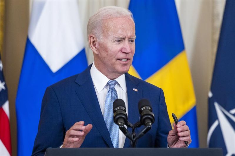 El presidente estadounidense, Joe Biden, habla antes de firmar los Instrumentos de Ratificación de los Protocolos de Adhesión al Tratado del Atlántico Norte (OTAN) de Finlandia y Suecia, este 9 de agosto de 2022. 01 100822