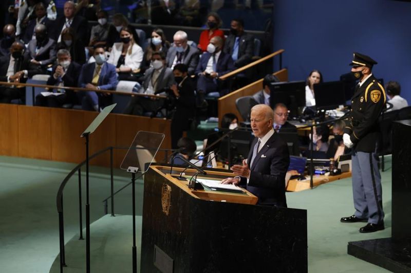 El presidente de Estados Unidos, Joe Biden, habla ante la Asamblea General de la ONU, este 21 de septiembre de 2022, en Nueva York. 01 220922