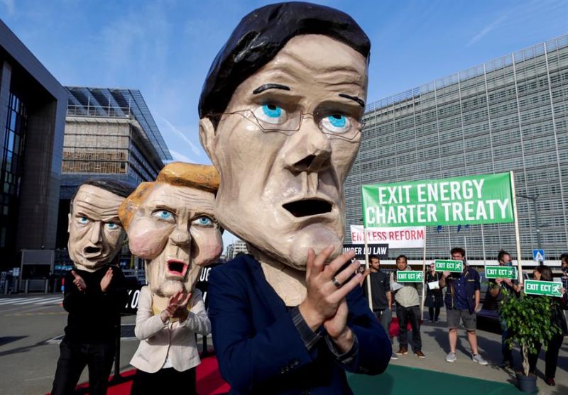 Protesta contra el Tratado de la Carta de la Energía en Bruselas.