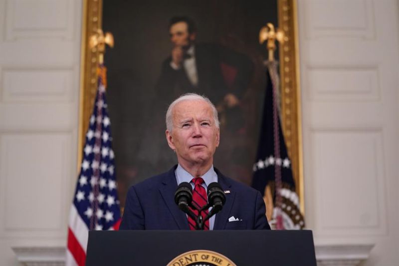 El presidente estadounidense, Joe Biden, habla en conferencia de prensa sobre el tiroteo en Boulder (Colorado), en la Casa Blanca en Washington (EE.UU.), este 23 de marzo de 2021. 