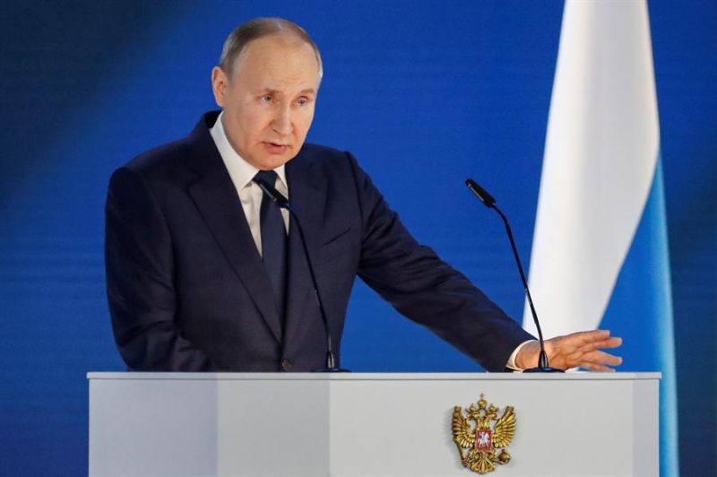 Vladimir Putin durante el discurso sobre el estado de la nación.