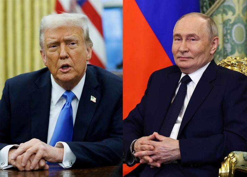 Combo de fotografías de archivo del presidente de Estados Unidos, Donald Trump (i), y el presidente de Rusia, Vladimir Putin. EFE/Aaron Schwartz/Evgenia Novozhenina 01170225