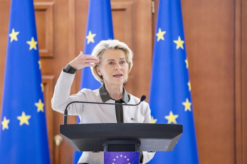 La presidenta de la Comisión Europea, Ursula von der Leyen, este 12 de octubre de 2023. EFE/Dumitru Doru 01 131023